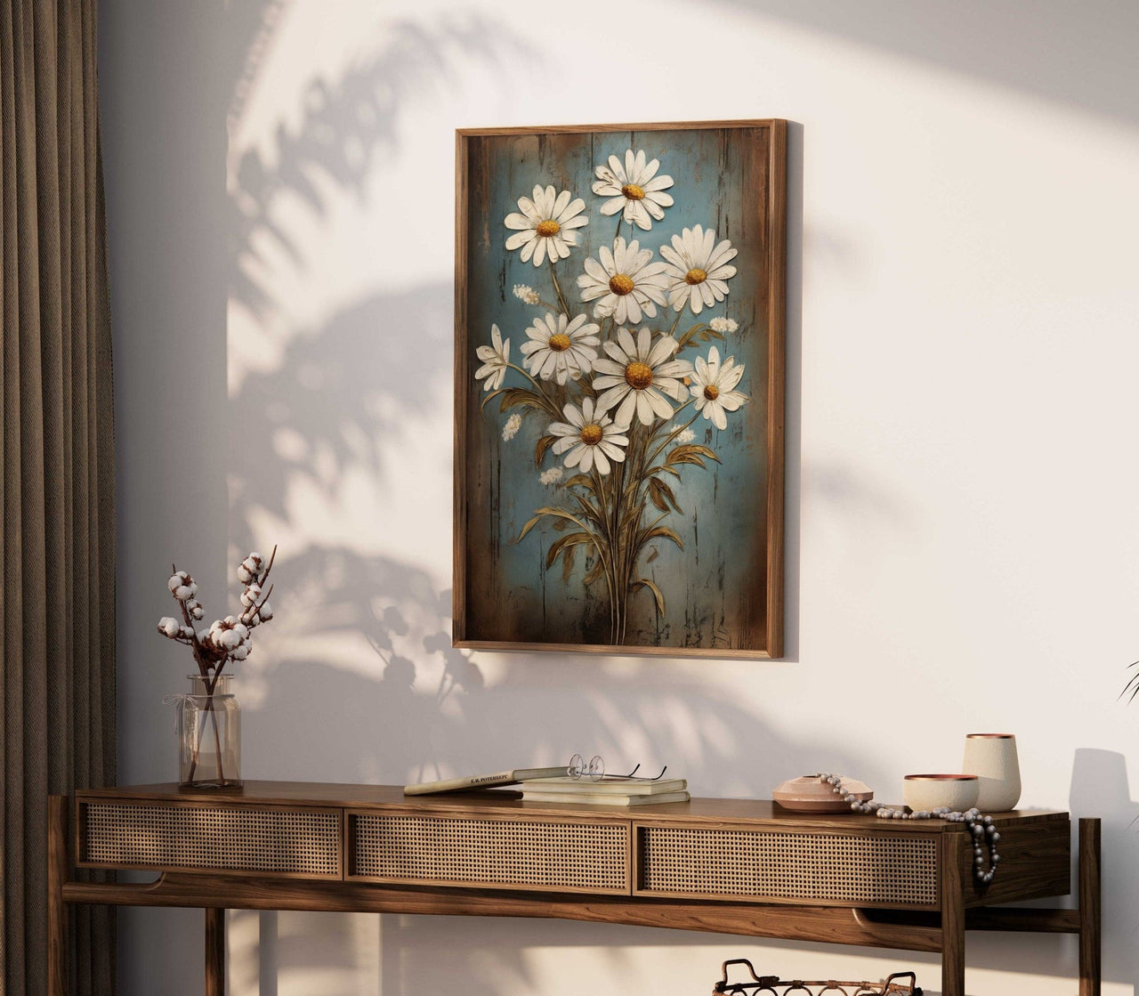 Daisy Flower Wall Art – Floral Living Room Print