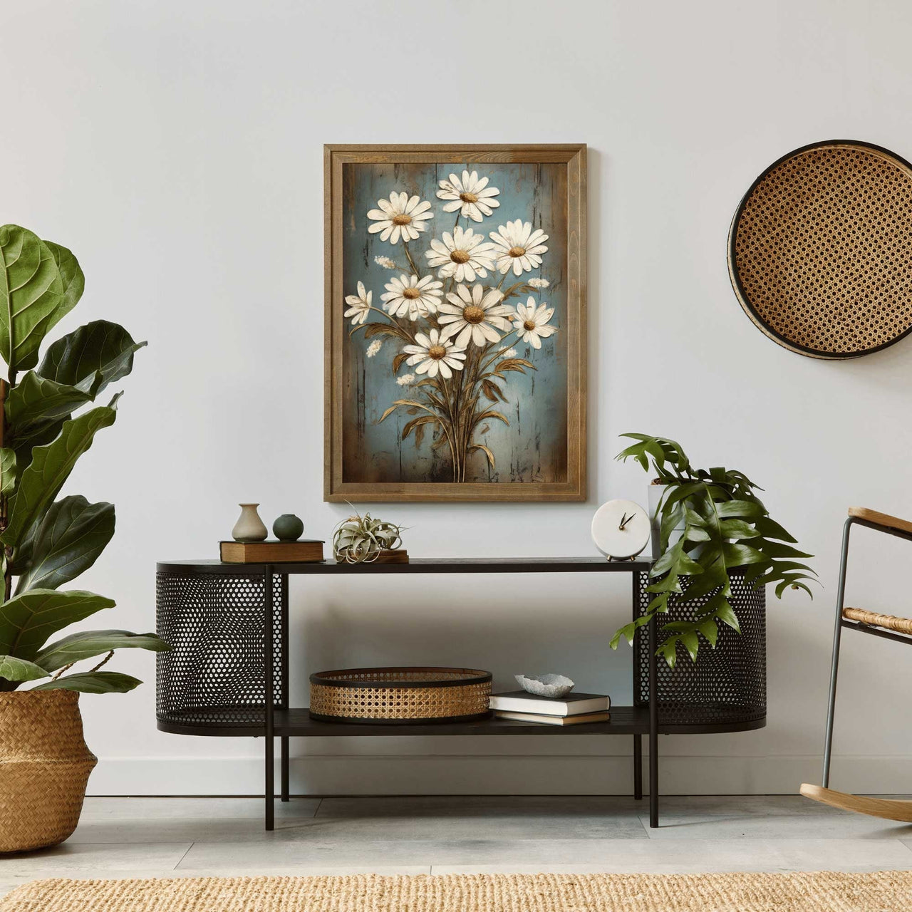 Daisy Flower Wall Art – Floral Living Room Print