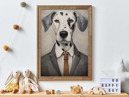 Dalmatian Art Print, Whimsical Dog Wall Decor, Fun Dog Portrait - WildfieldPrints
