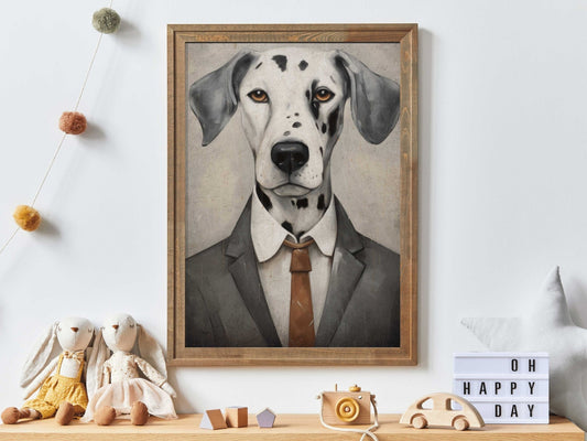 Dalmatian Art Print, Whimsical Dog Wall Decor, Fun Dog Portrait - WildfieldPrints