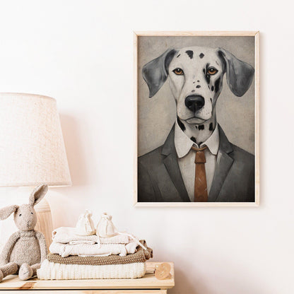 Dalmatian Art Print, Whimsical Dog Wall Decor, Fun Dog Portrait - WildfieldPrints
