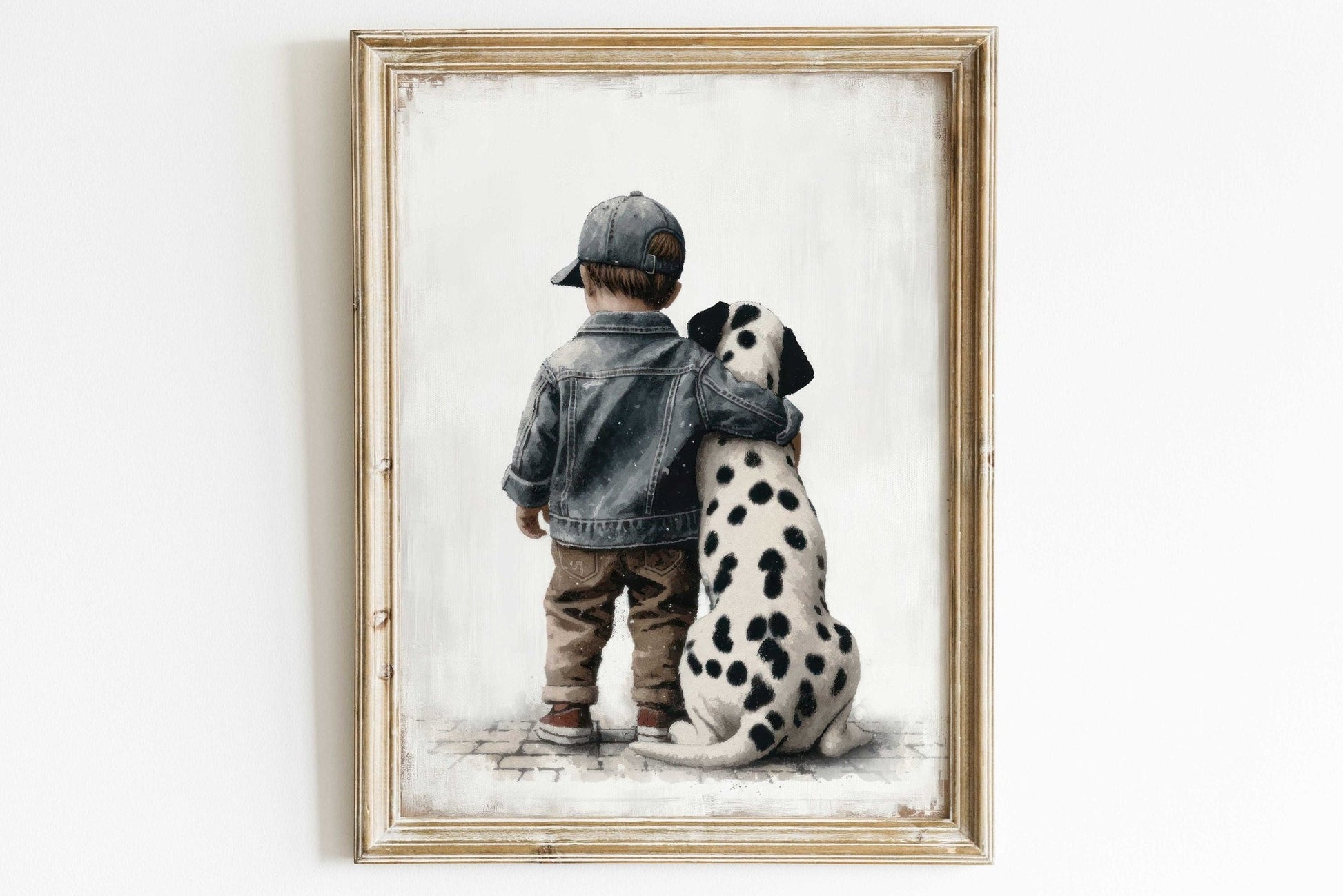 Dalmatian Nursery Decor, Boy and Dog Art Print, Animal Toddler Decor - WildfieldPrints