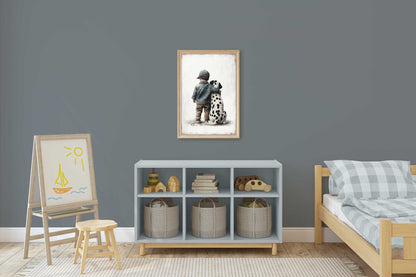 Dalmatian Nursery Decor, Boy and Dog Art Print, Animal Toddler Decor - WildfieldPrints