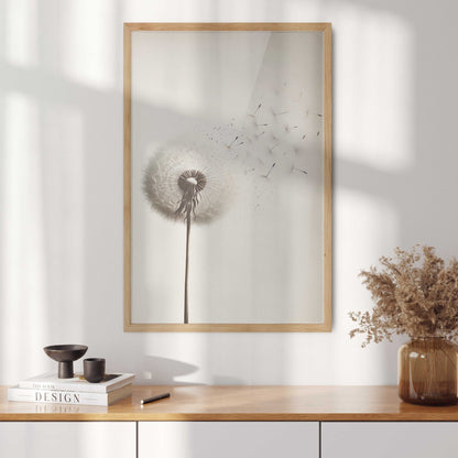 Dandelion Print, Minimalist Flower Wall Art, Vintage Floral Decor - WildfieldPrints