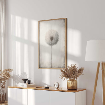 Dandelion Print, Minimalist Wall Decor, Vintage Floral Artwork - WildfieldPrints