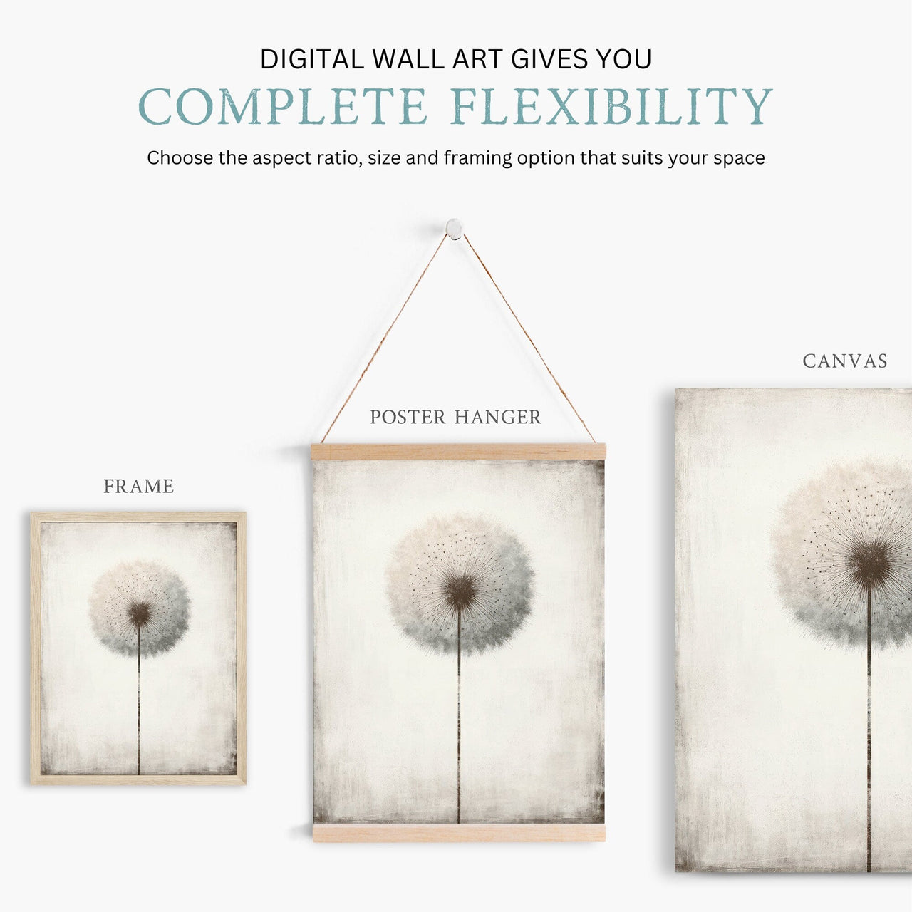Dandelion Print – Floral Living Room Wall Art