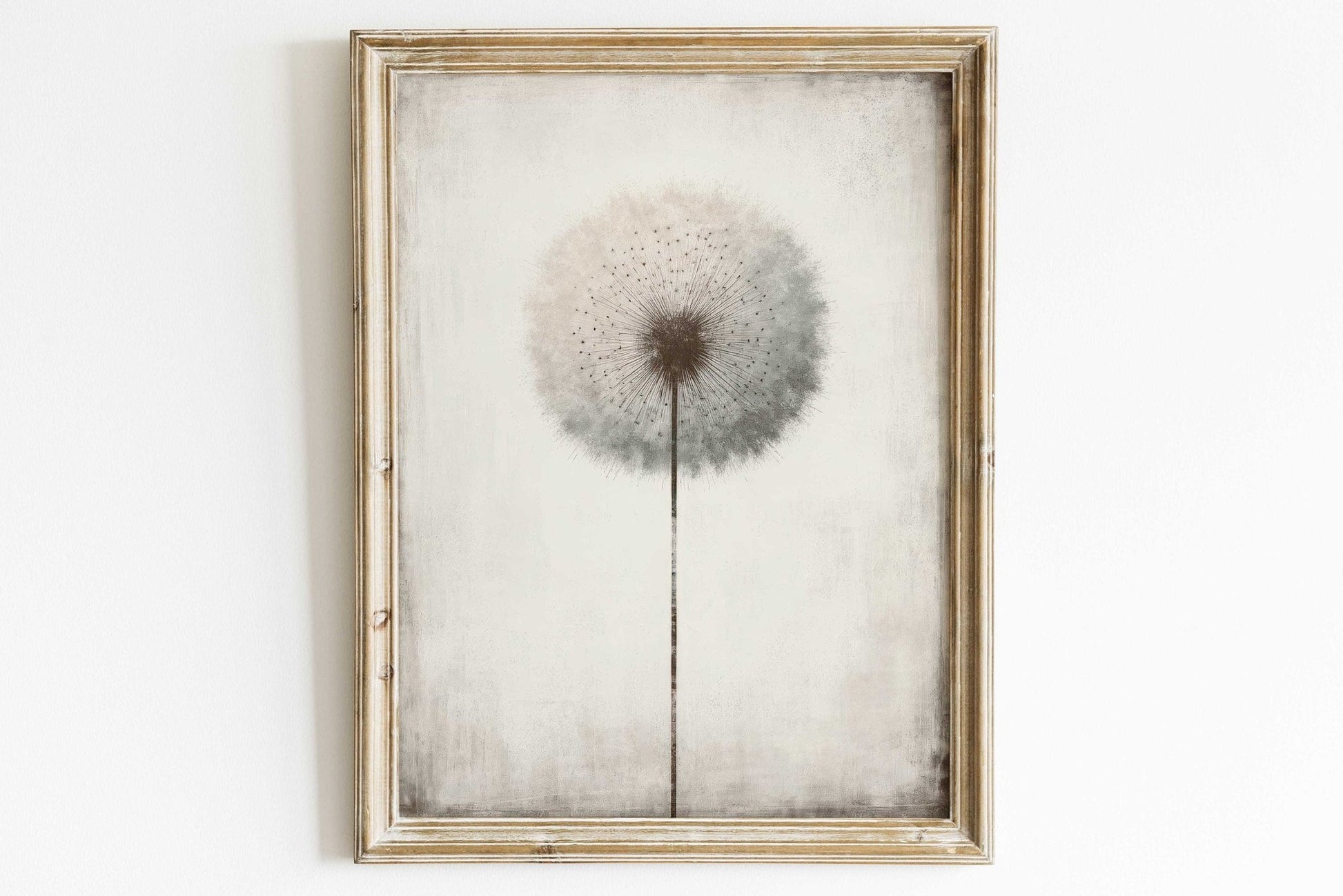 Dandelion Print, Minimalist Wall Decor, Vintage Floral Artwork - WildfieldPrints