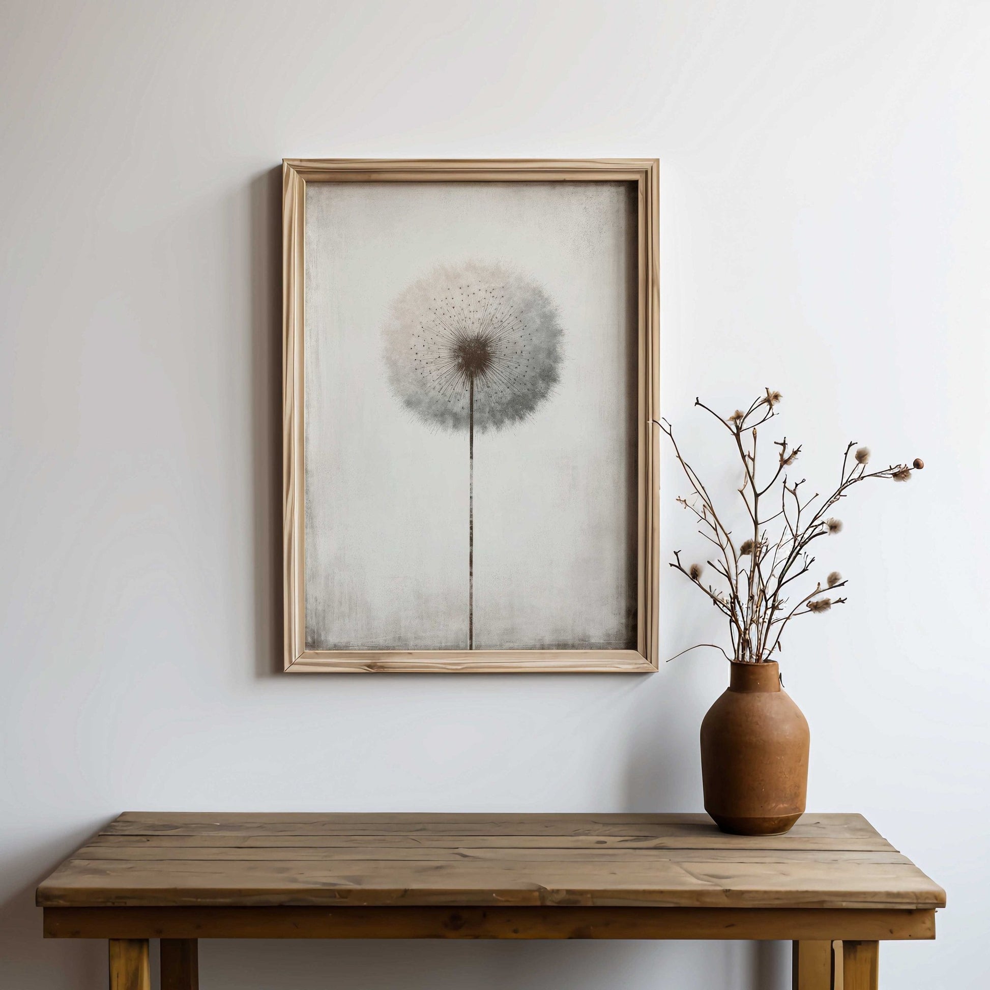 Dandelion Print, Minimalist Wall Decor, Vintage Floral Artwork - WildfieldPrints