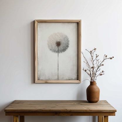 Dandelion Print, Minimalist Wall Decor, Vintage Floral Artwork - WildfieldPrints