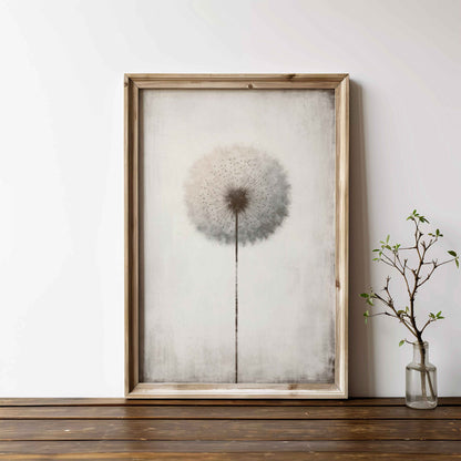 Dandelion Print, Minimalist Wall Decor, Vintage Floral Artwork - WildfieldPrints