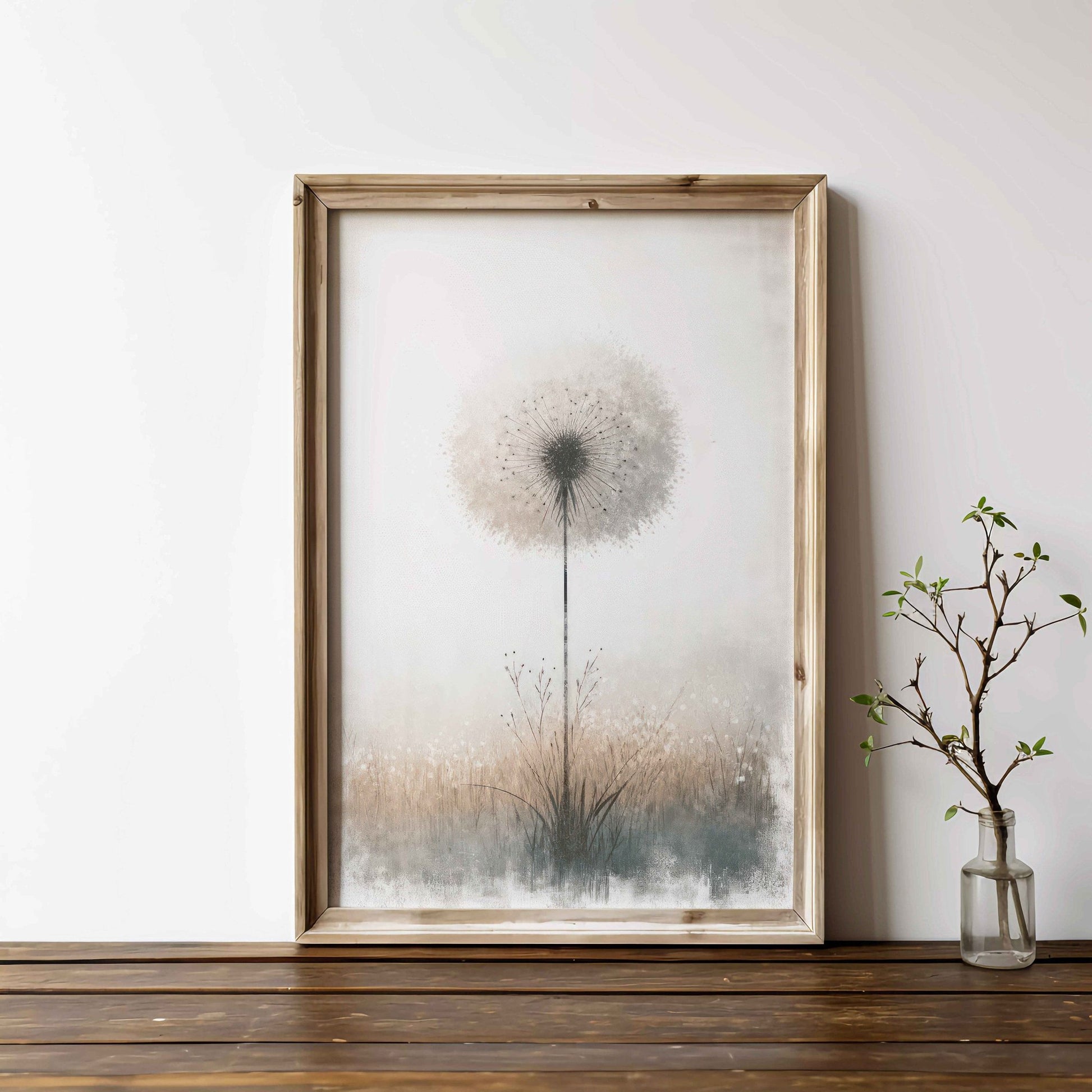 Dandelion Print, Vintage Floral Wall Decor, Modern Botanical Art - WildfieldPrints