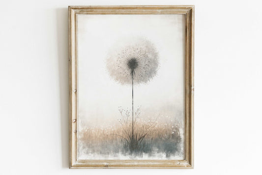 Dandelion Print, Vintage Floral Wall Decor, Modern Botanical Art - WildfieldPrints