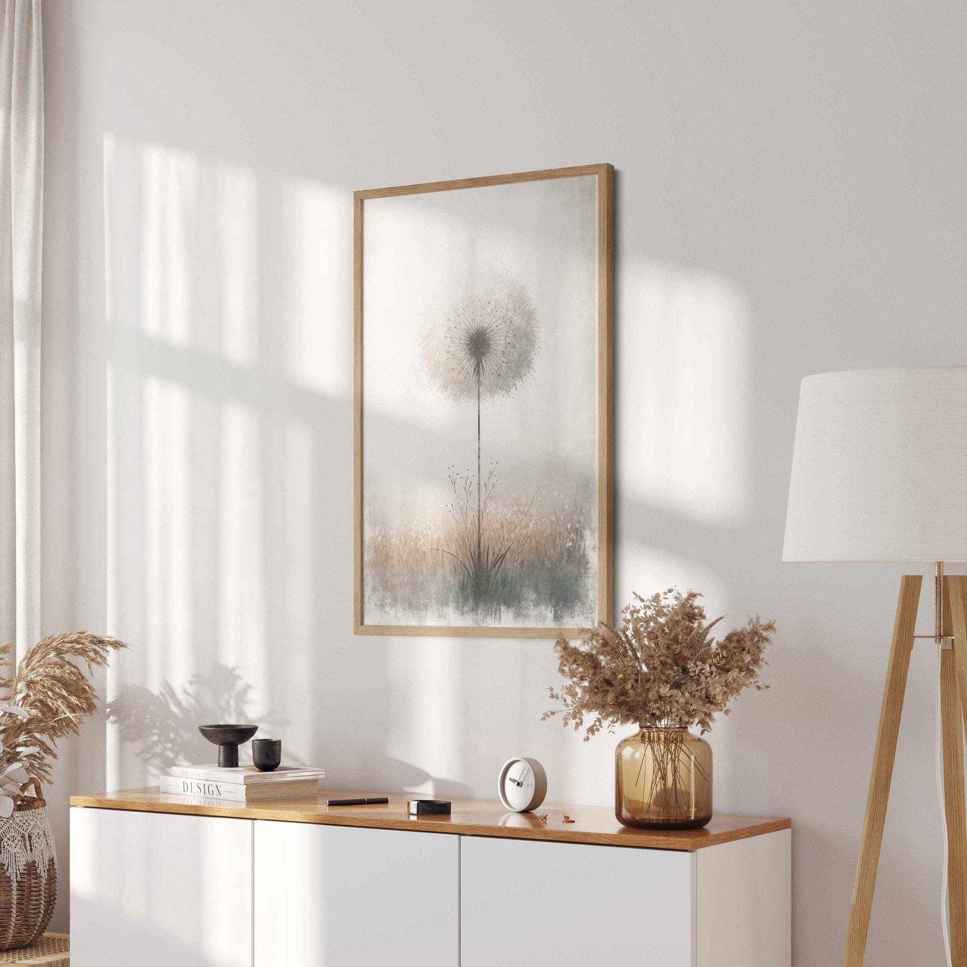 Dandelion Print, Vintage Floral Wall Decor, Modern Botanical Art - WildfieldPrints