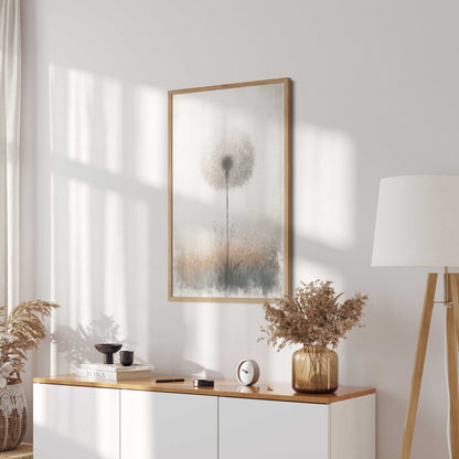 Dandelion Print, Vintage Floral Wall Decor, Modern Botanical Art - WildfieldPrints