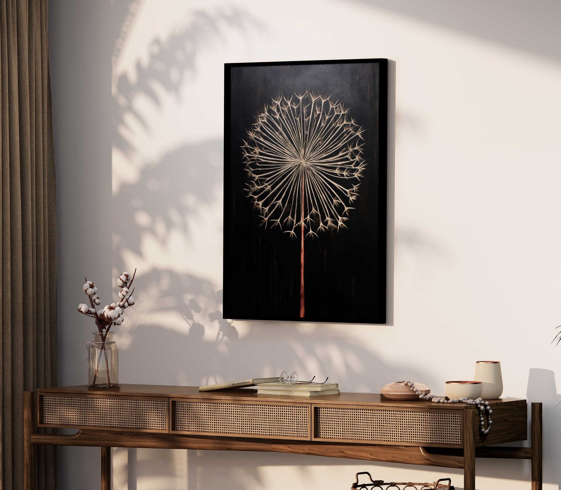 Dandelion Wall Art, Vintage Flower Decor, Rustic Floral Accent - WildfieldPrints