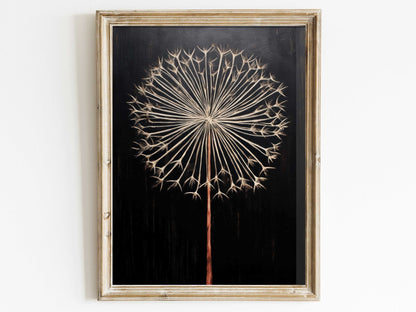 Dandelion Wall Art, Vintage Flower Decor, Rustic Floral Accent - WildfieldPrints