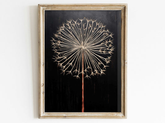 Dandelion Wall Art, Vintage Flower Decor, Rustic Floral Accent - WildfieldPrints
