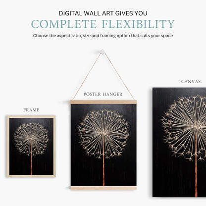 Dandelion Wall Art, Vintage Flower Decor, Rustic Floral Accent - WildfieldPrints