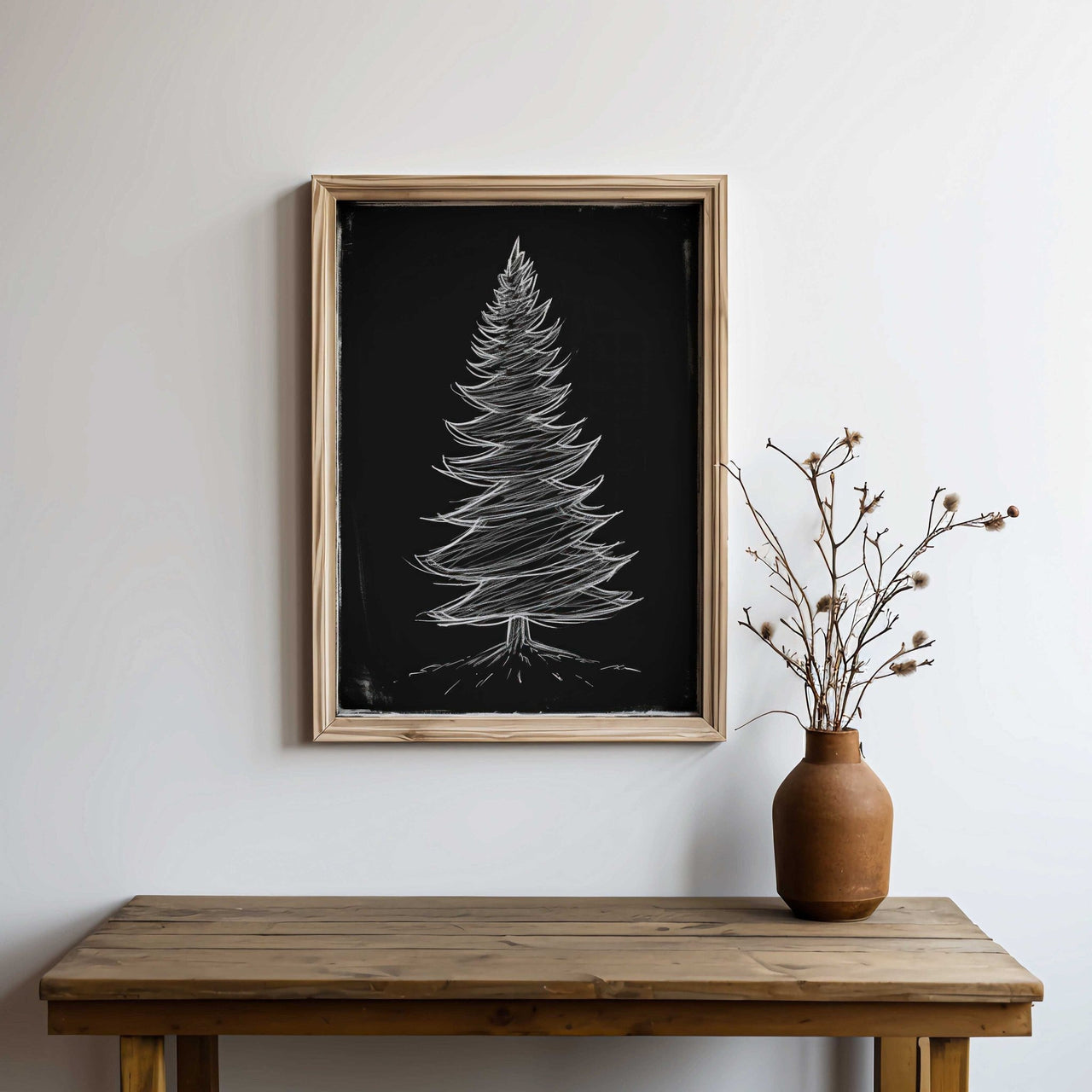 Dark Christmas Tree Wall Art – Woodland Nursery Print
