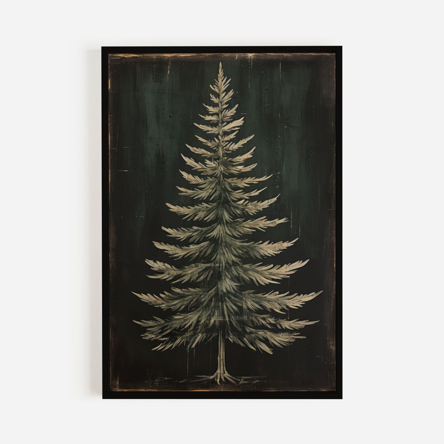 Dark Fir Tree Print, Rustic Christmas Wall Decor, Spruce Tree Art - WildfieldPrints