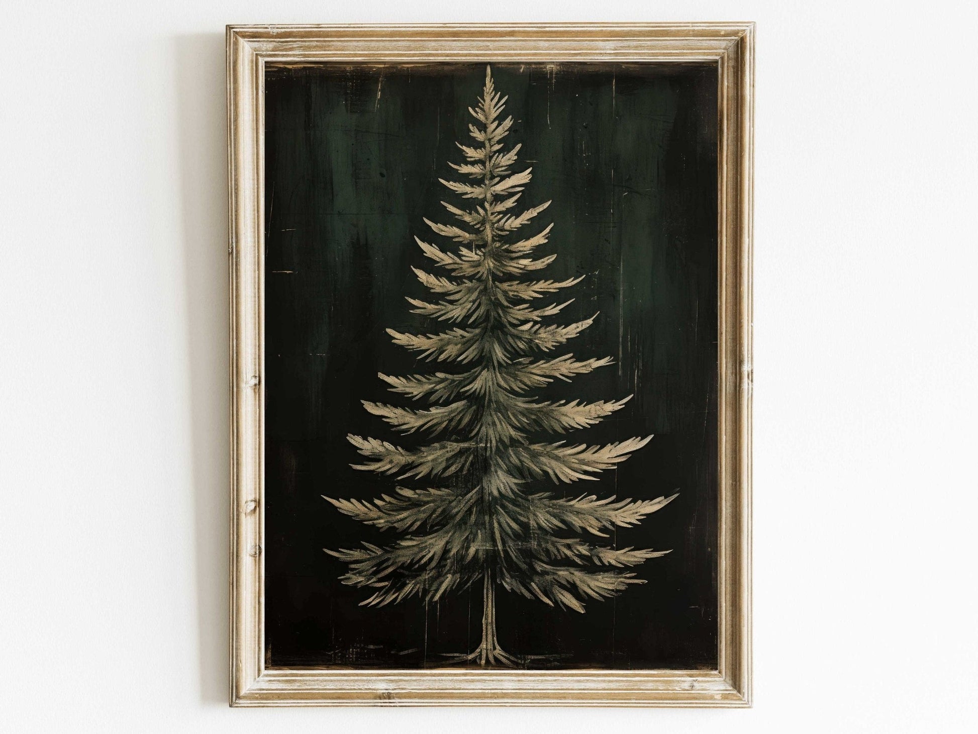 Dark Fir Tree Print, Rustic Christmas Wall Decor, Spruce Tree Art - WildfieldPrints