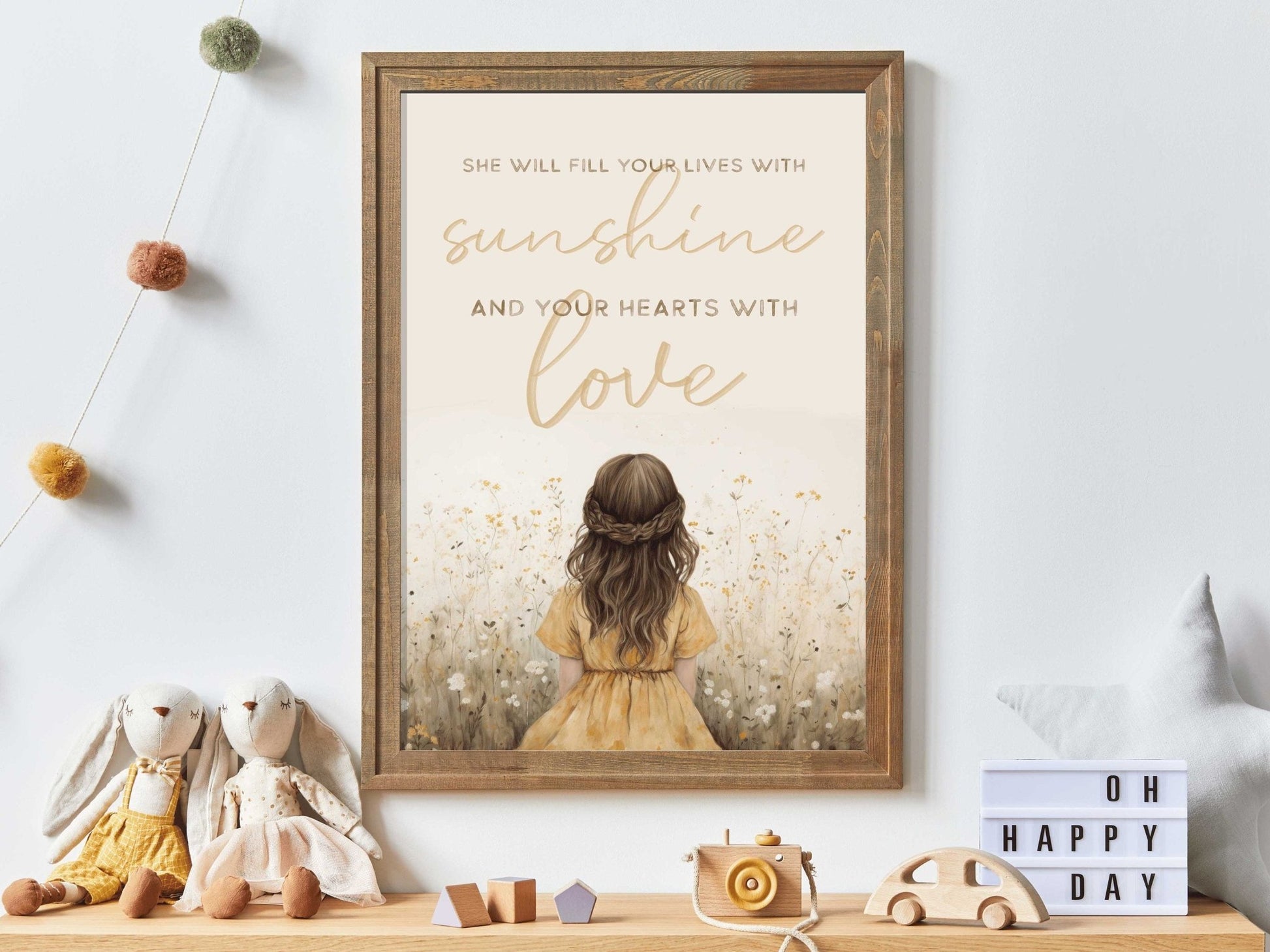Daughter Quote Wall Art, Vintage Nursery Decor for Baby Girl, Gift Idea - WildfieldPrints