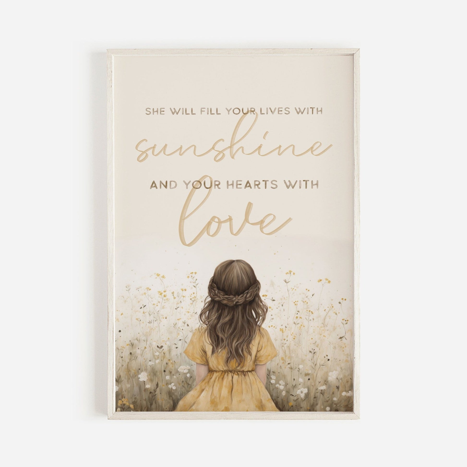 Daughter Quote Wall Art, Vintage Nursery Decor for Baby Girl, Gift Idea - WildfieldPrints