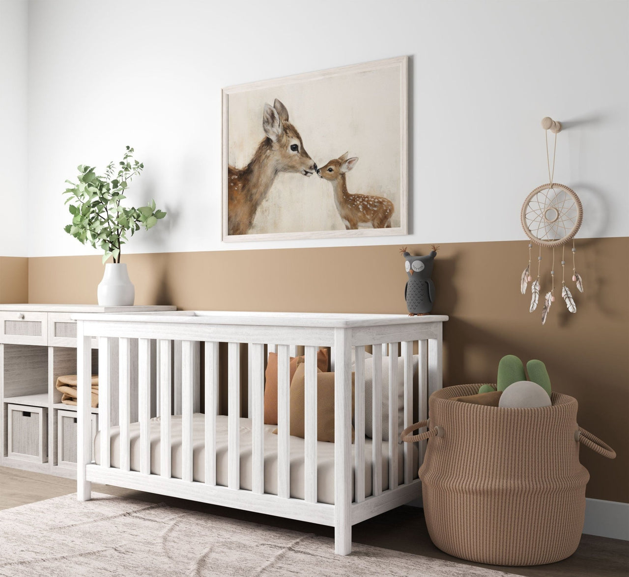 Mother & Baby Fawn Print – Animal Nursery Wall Decor
