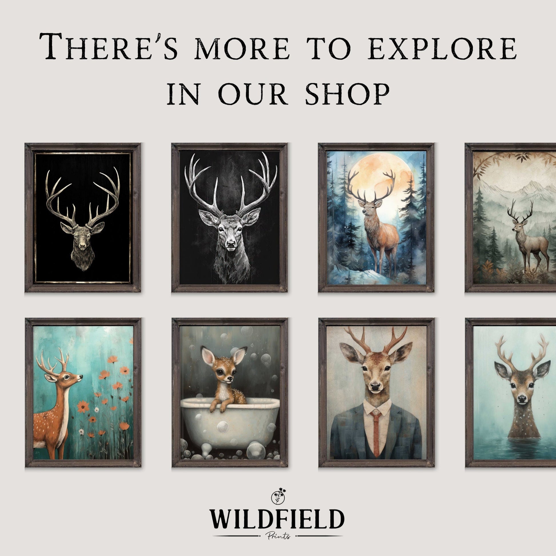 Deer Art Print, Adorable Animal Decor, Mother & Baby Fawn Design - WildfieldPrints
