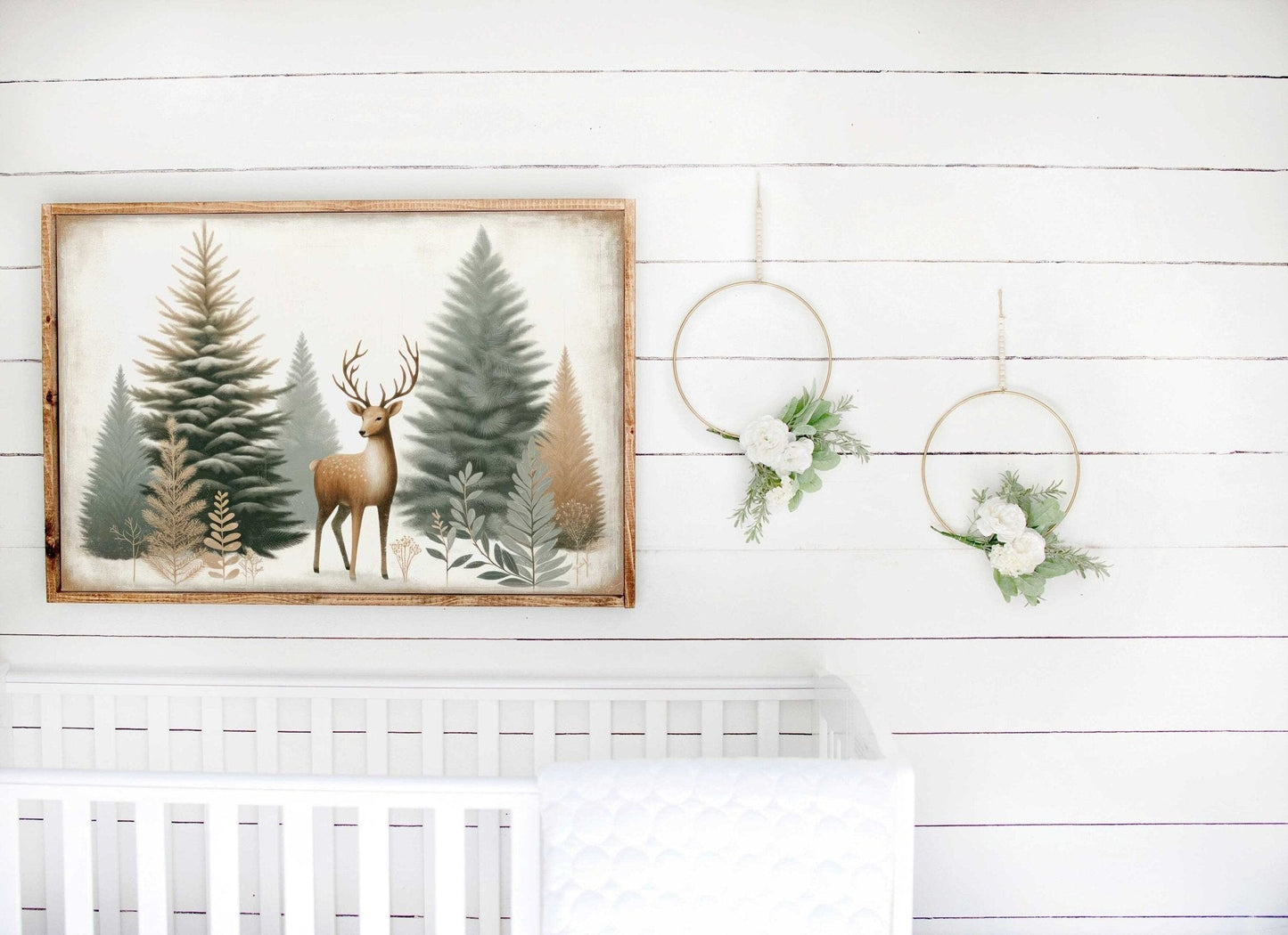 Deer Art Print, Forest Animal Nursery Decor, Sage Green Wall Art - WildfieldPrints