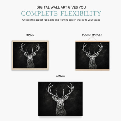 Deer Art Print, Forest Animal Wall Decor, Rustic Hunting Decor - WildfieldPrints