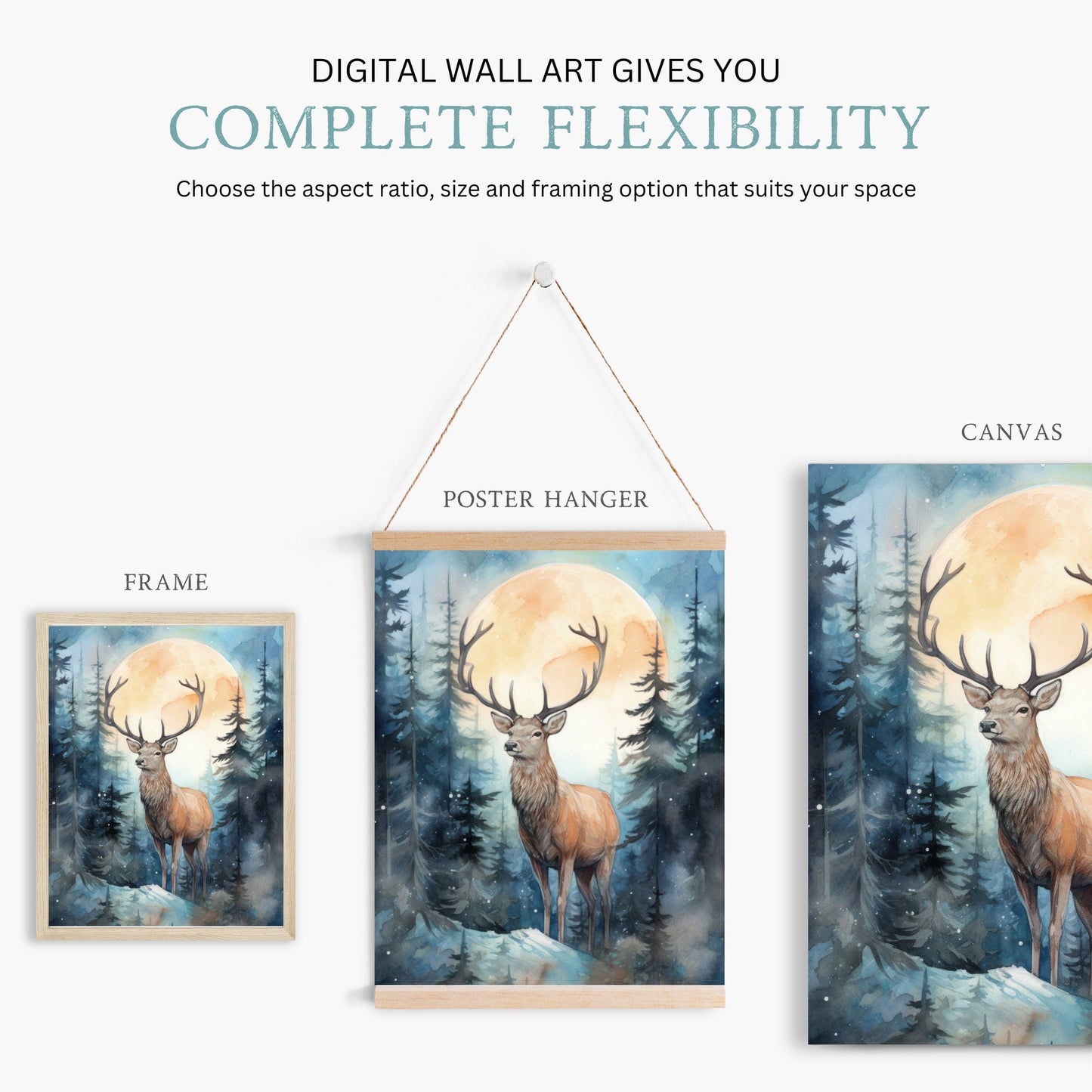 Deer Nursery Art, Watercolor Forest Animal Wall Decor, Kids Room Decor - WildfieldPrints