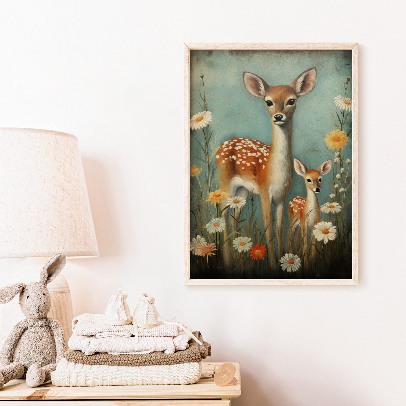 Deer Nursery Wall Art, Vintage Forest Animal Decor, Kids Room Accent - WildfieldPrints