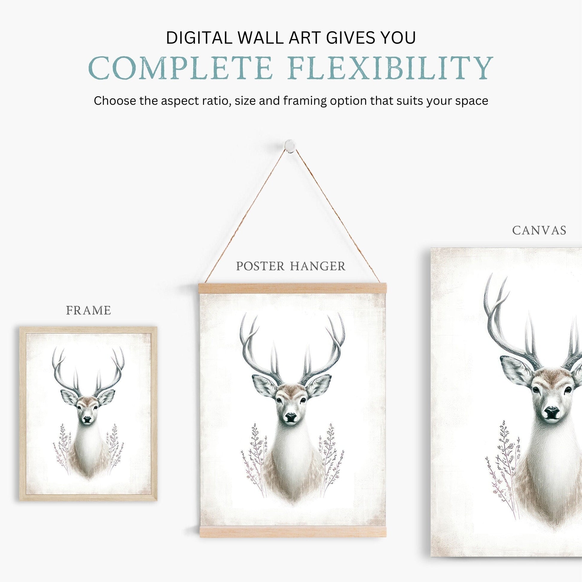 Deer Wall Art, Forest Animal Decor, Modern Farmhouse Print - WildfieldPrints