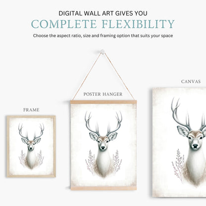 Deer Wall Art, Forest Animal Decor, Modern Farmhouse Print - WildfieldPrints