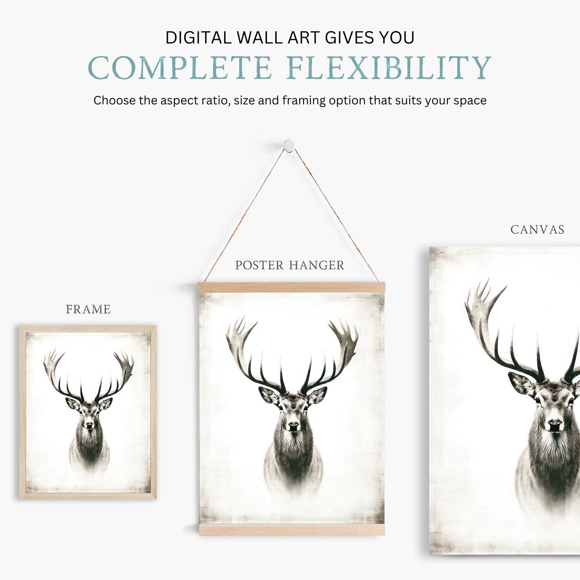 Deer Wall Art, Forest Animal Decor, Modern Farmhouse Print - WildfieldPrints