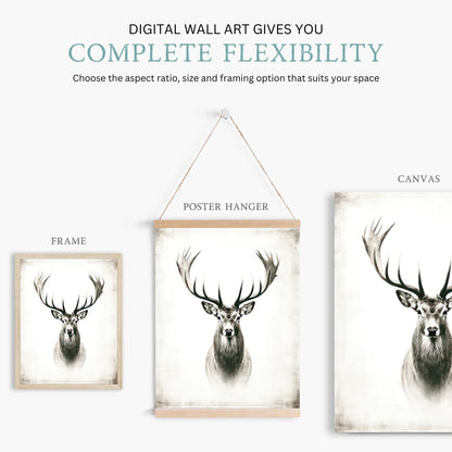 Deer Wall Art, Forest Animal Decor, Modern Farmhouse Print - WildfieldPrints