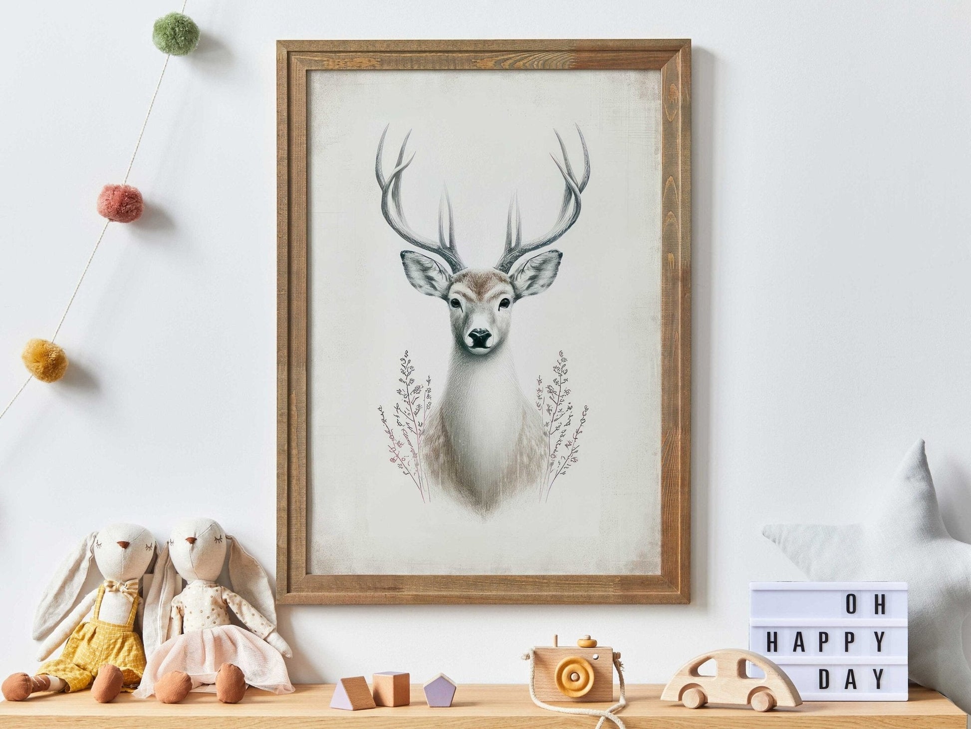 Deer Wall Art, Forest Animal Decor, Modern Farmhouse Print - WildfieldPrints