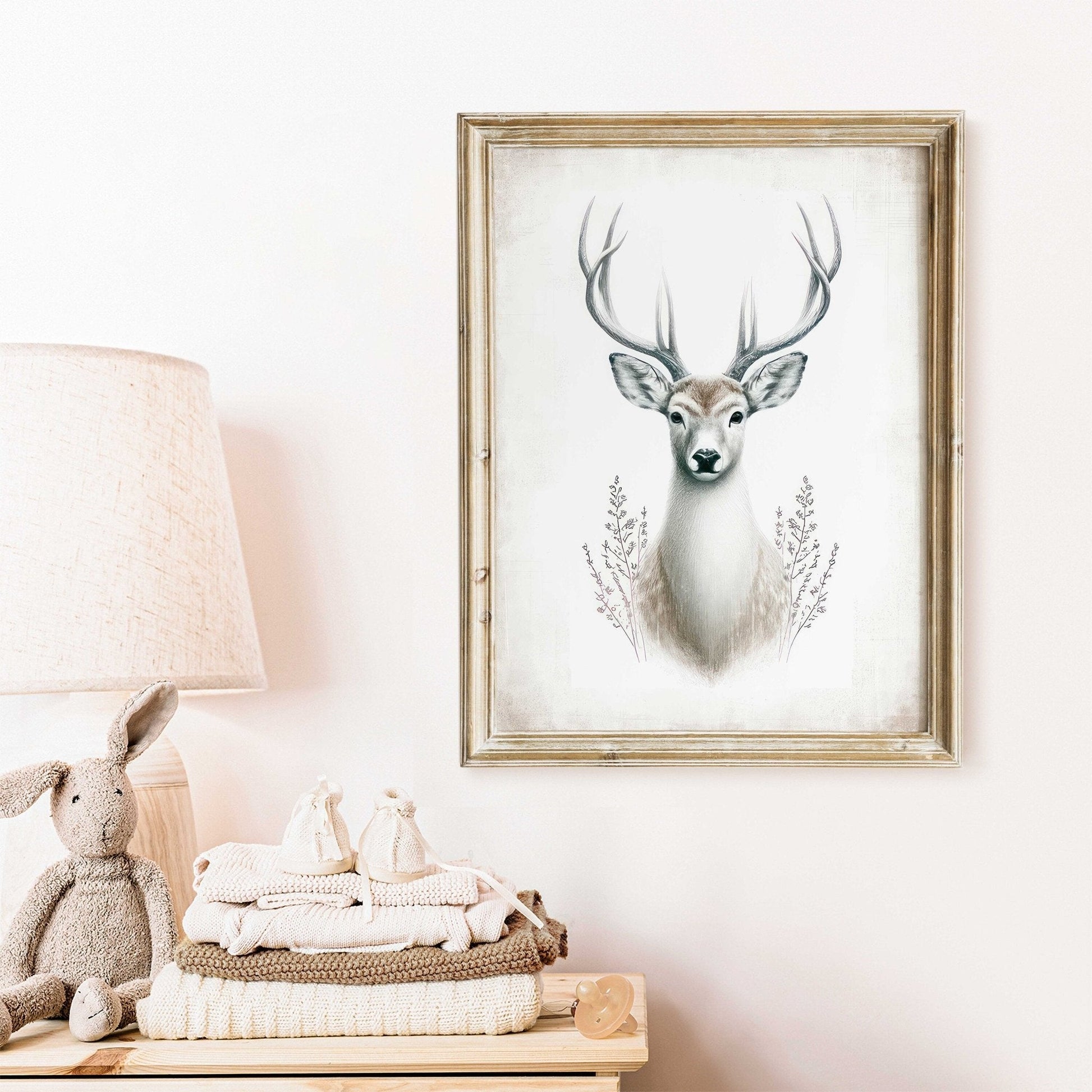 Deer Wall Art, Forest Animal Decor, Modern Farmhouse Print - WildfieldPrints