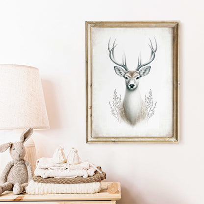 Deer Wall Art, Forest Animal Decor, Modern Farmhouse Print - WildfieldPrints