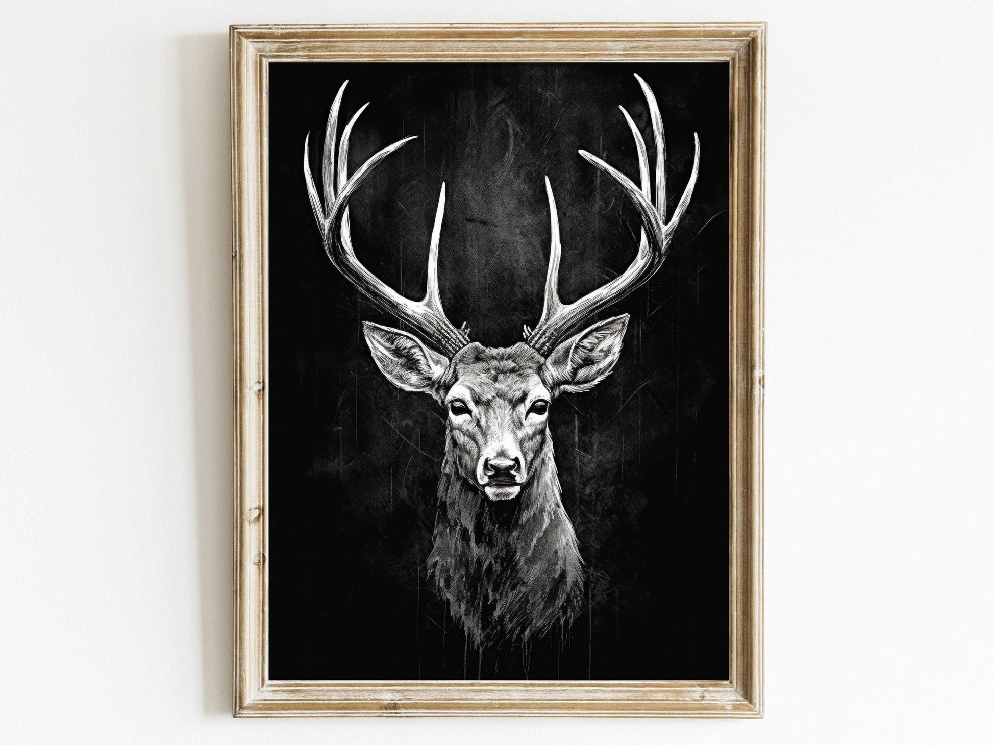 Deer Wall Art, Forest Animal Decor, Vintage Hunting Print - WildfieldPrints