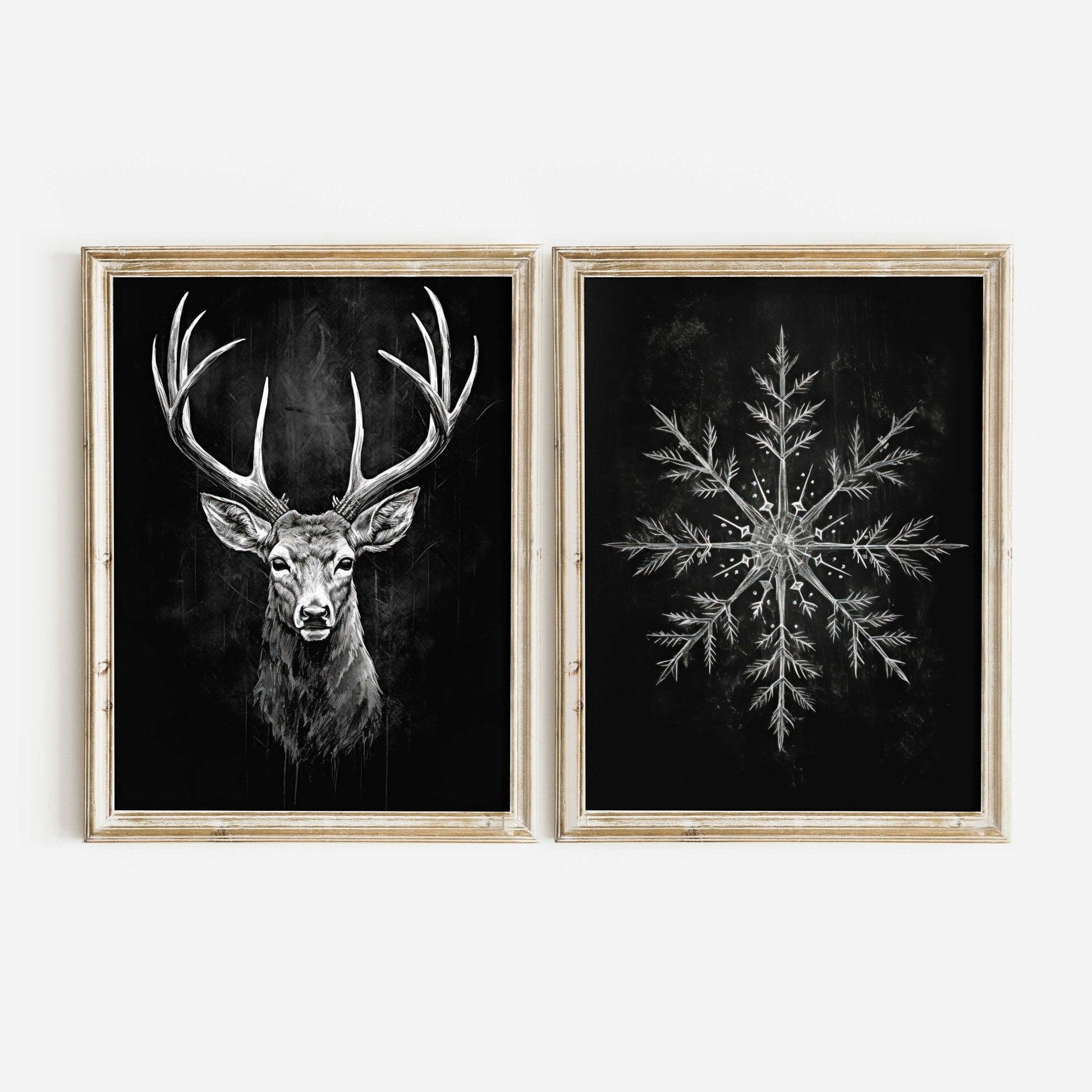 Deer Wall Art, Modern Farmhouse Decor, Vintage Animal Print - WildfieldPrints