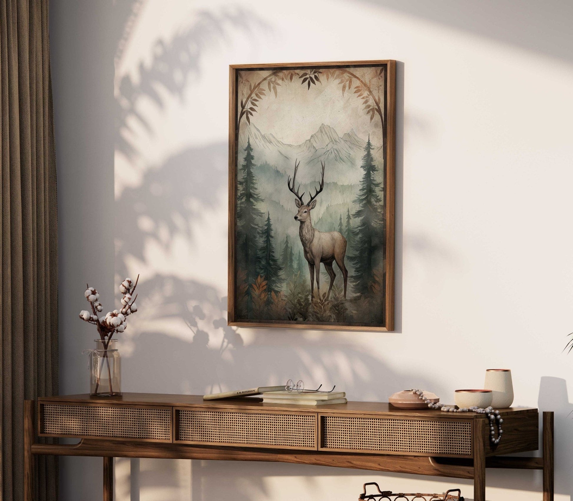 Deer Wall Art, Rustic Forest Decor, Vintage Animal Print - WildfieldPrints