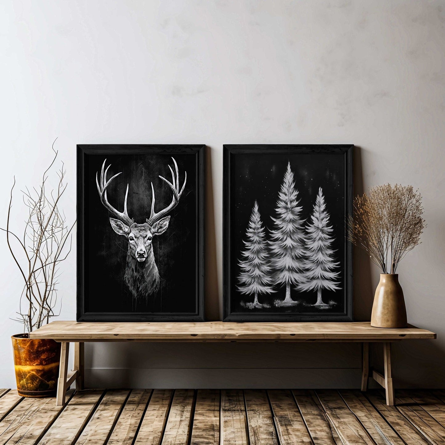 Deer Wall Art, Vintage Animal Decor, Modern Farmhouse Style - WildfieldPrints