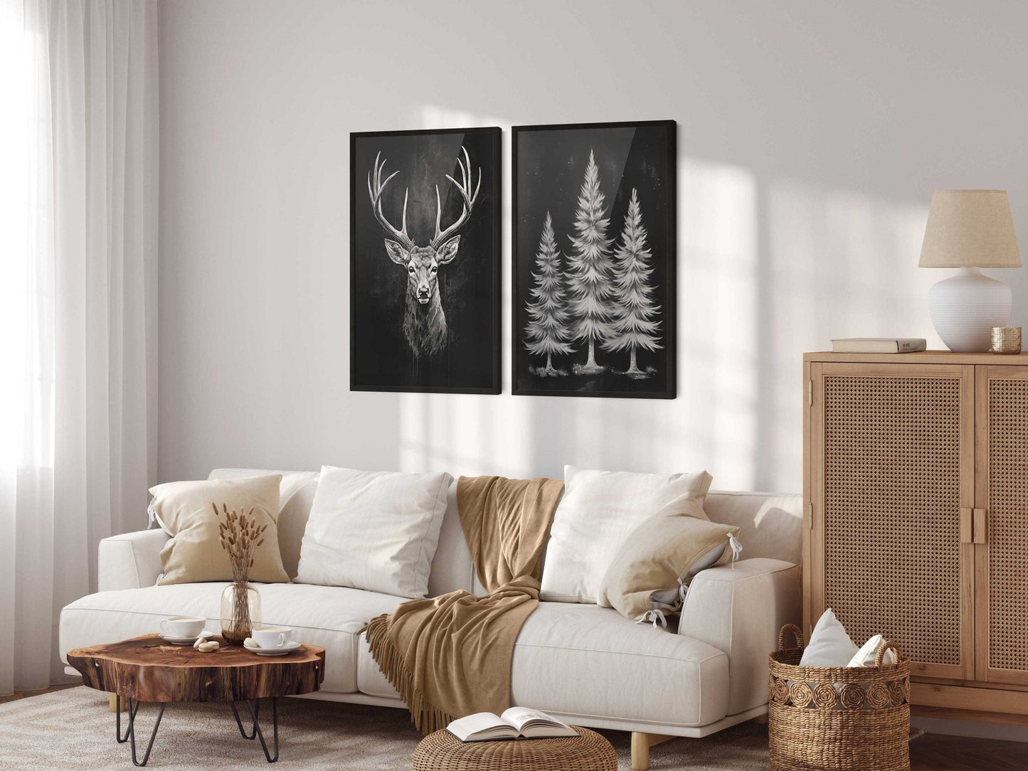 Deer Wall Art, Vintage Animal Decor, Modern Farmhouse Style - WildfieldPrints