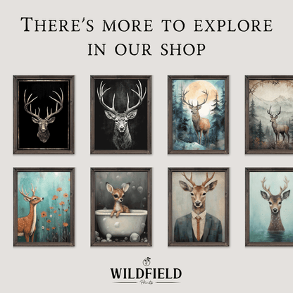 Deer Wall Art, Woodland Forest Decor, Nursery Animal Print - WildfieldPrints