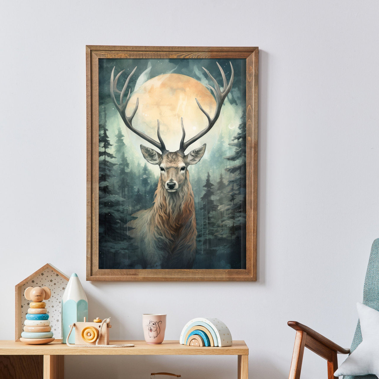 Deer Wall Art – Woodland Nursery Print