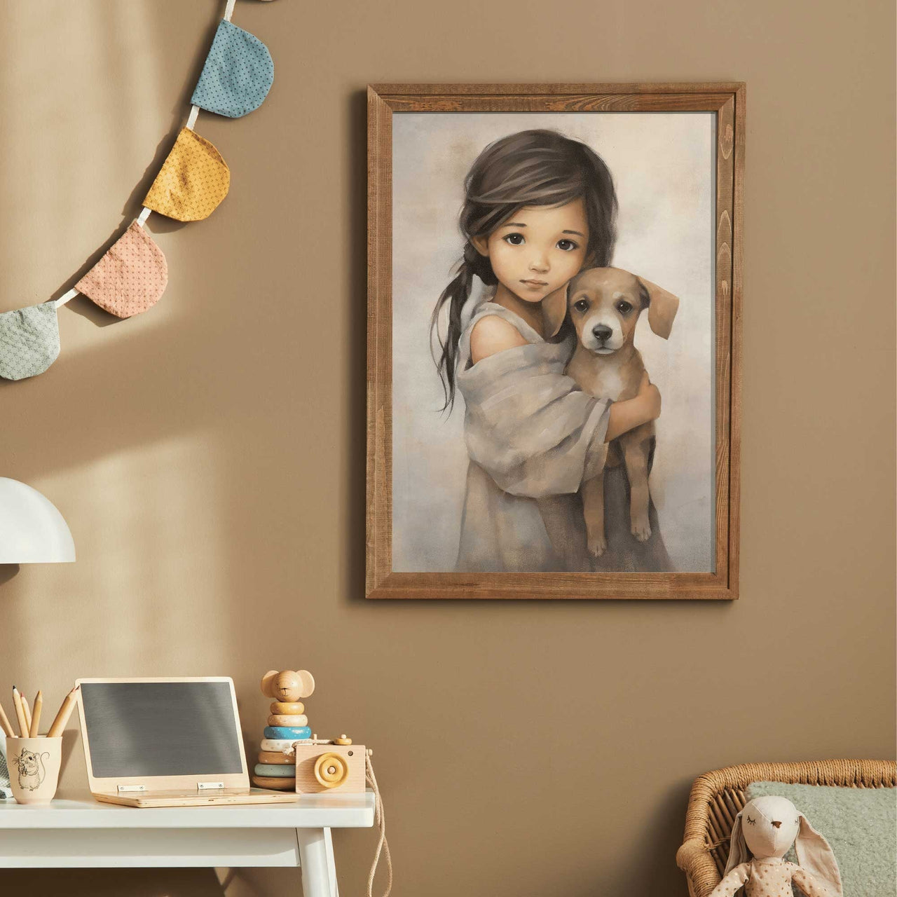 Vintage Dog Wall Art – Animal Nursery Print for Kids