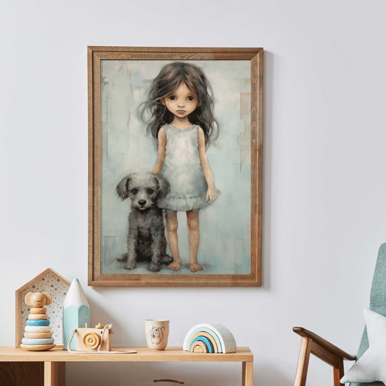 Cute Puppy Wall Art – Animal Girls Room Print