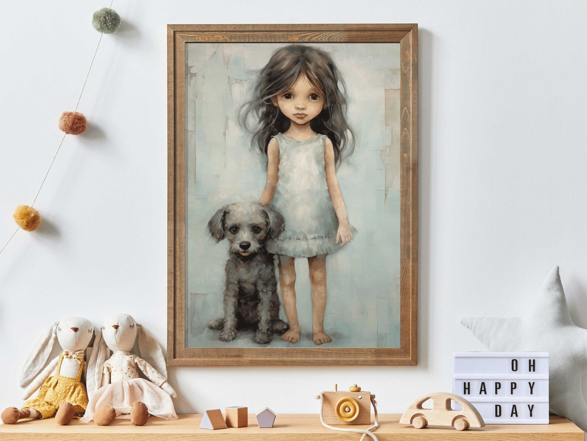 Dog Nursery Art, Cute Puppy Decor, Girls Room Wall Decor - WildfieldPrints